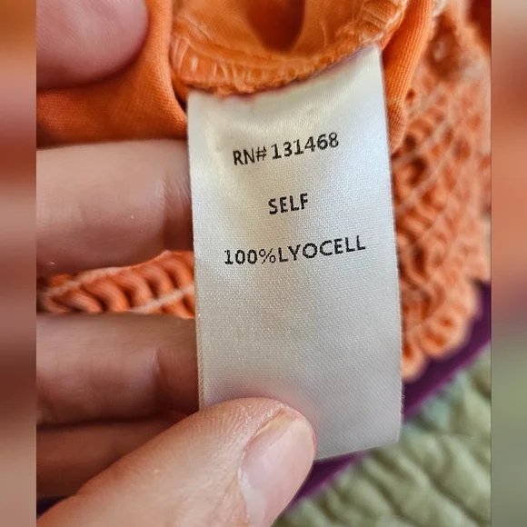 FATE Smocked Crop Utility Blouse In Pastel Orange. Size Small - Picture 3 of 12